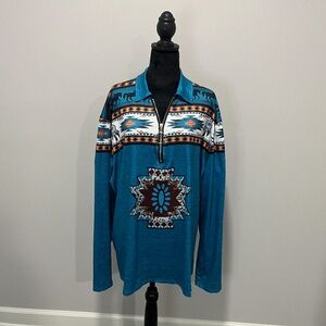 Western Long sleeve, V-neck with Zipper, Muilt-color, Size 3X NWOT